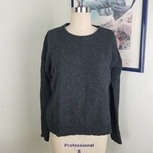 Madewell Knit Black Gray Sweater Leather Stripe
